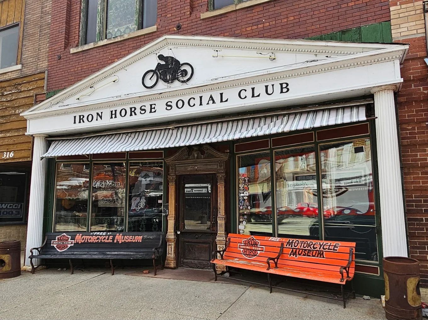 The historic Iron Horse Social Club storefront at 314 Main Street
